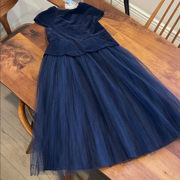 Jacadi Paris Midnight Blue Velvet Dress girl 12 yrs - Picture 2 of 5